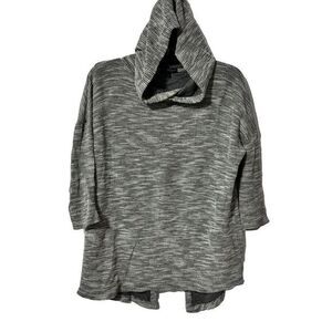 Beyond Yoga Cowl Neck Long Sleeve Hoodie Gray Small Back Slit‎ Knit Pullover Gym